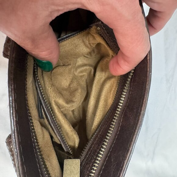 EUC Kooba Brown Leather Snake-Embossed Wristlet Clutch - Picture 3 of 5